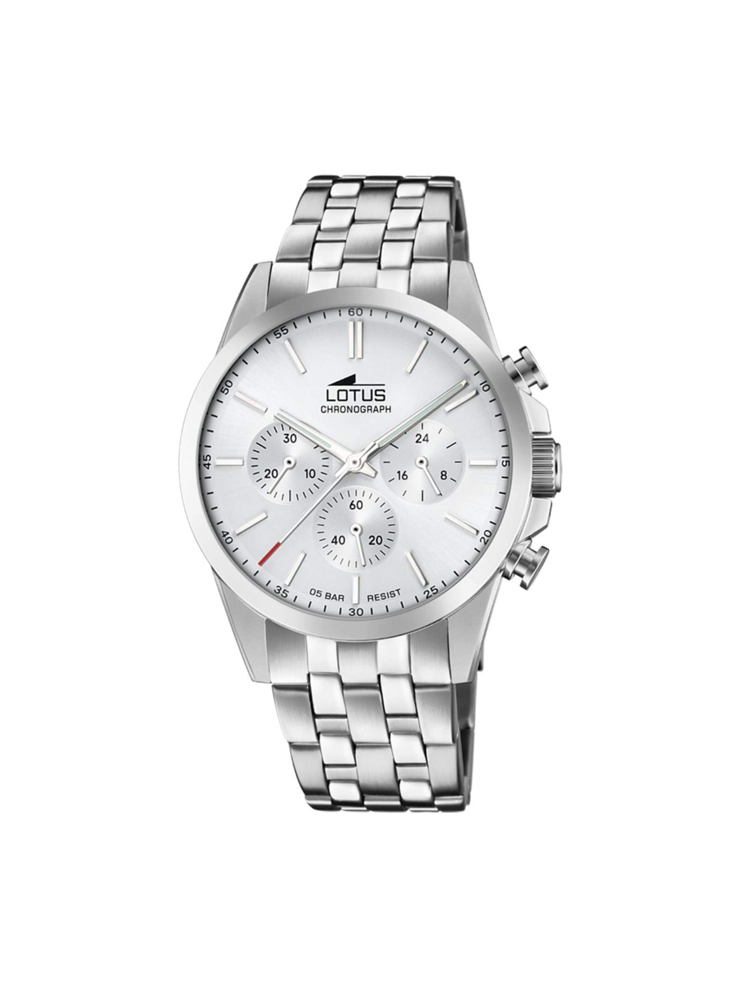 Lotus Analoog horloge in Zilver: voorkant