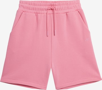 4F - Loosefit Calças de desporto em rosa: frente