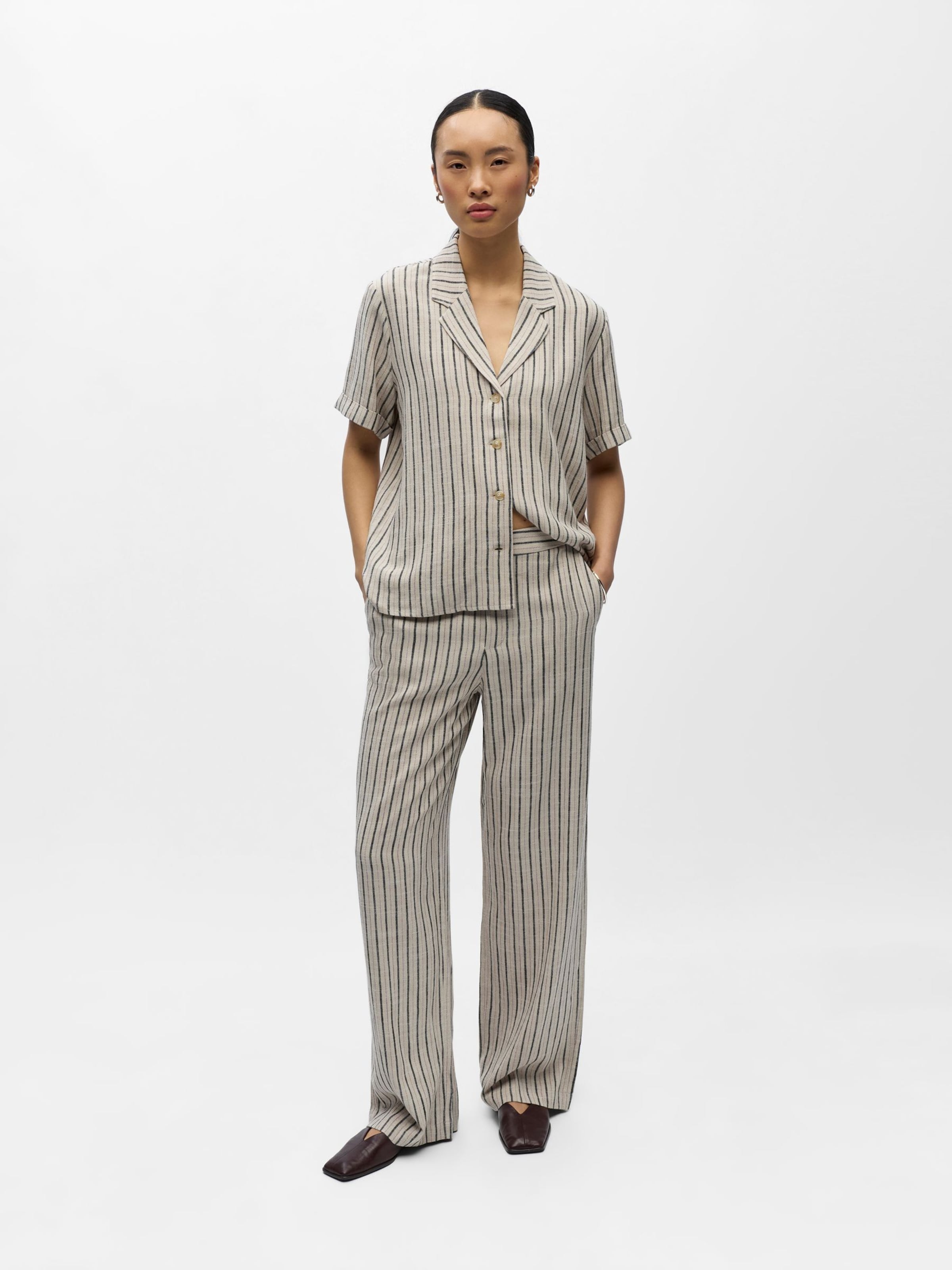 OBJECT Regular Pants 'OBJSanne Aline' in Beige: front