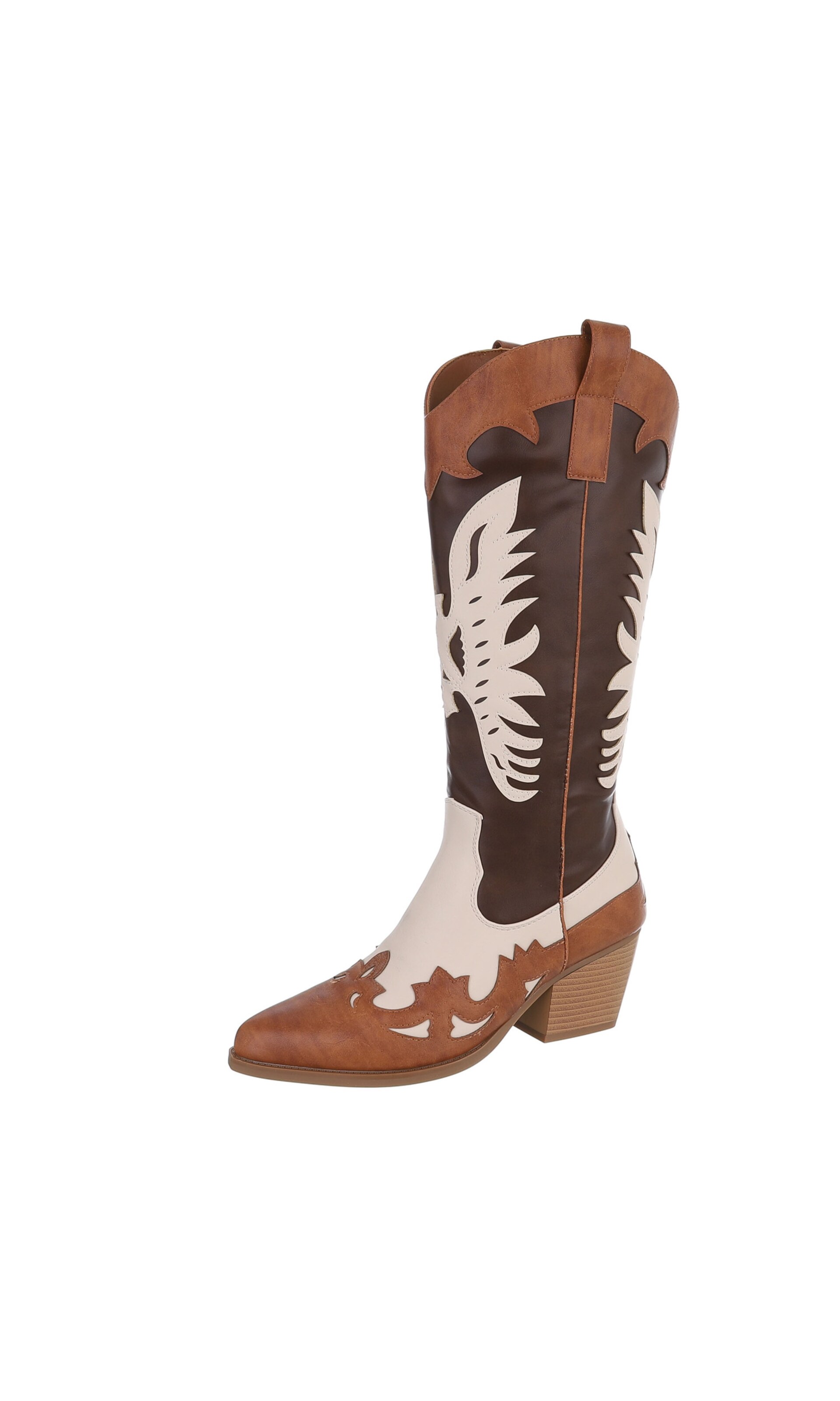 Ital-Design Cowboy Boots in Beige: front