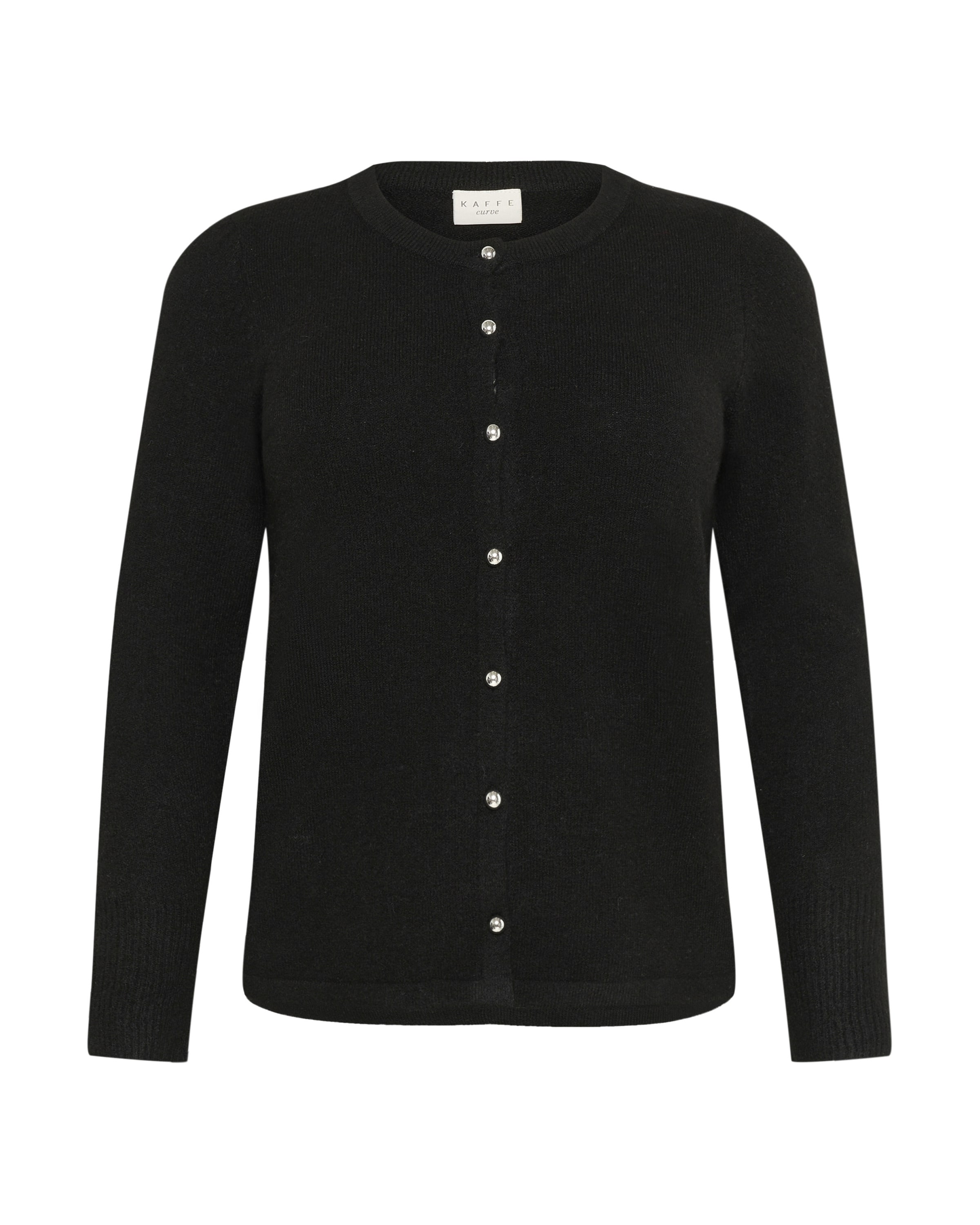 KAFFE CURVE Πλεκτή ζακέτα 'KCNiela' σε μαύρο: μπροστά