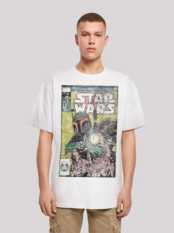 F4NT4STIC Shirt 'Star Wars Boba Fett Comic' in Wit: voorkant