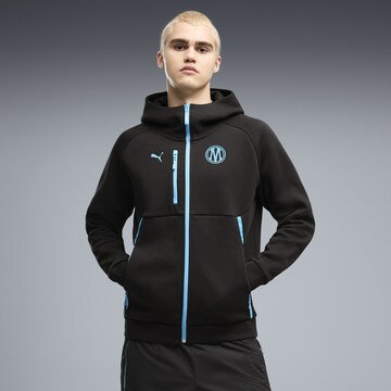PUMA Sportsweatvest 'Olympique De Marseille Pumatech' in Zwart: voorkant