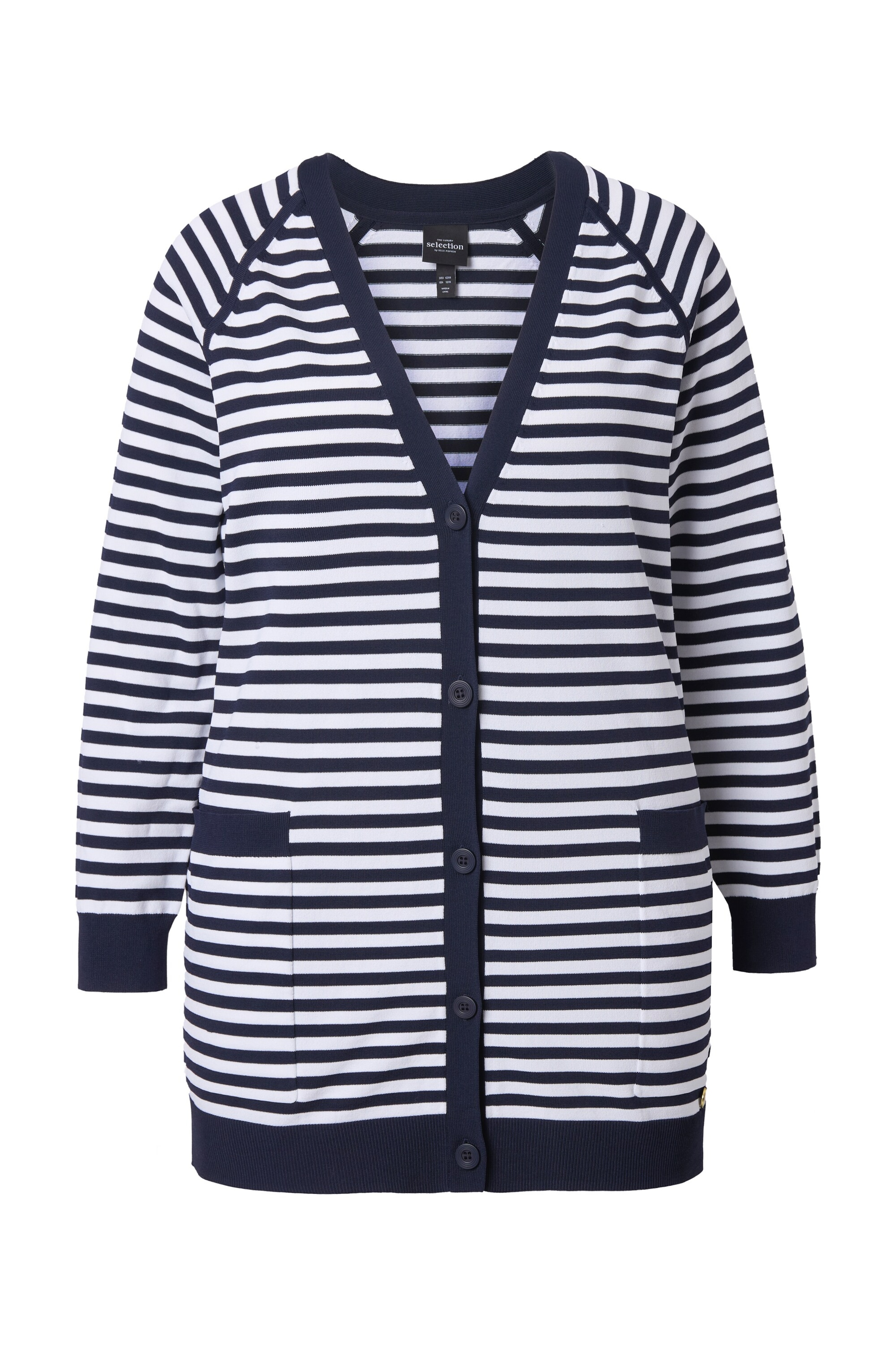 Ulla Popken Gebreid vest in de kleur Donkerblauw / Wit, Productweergave