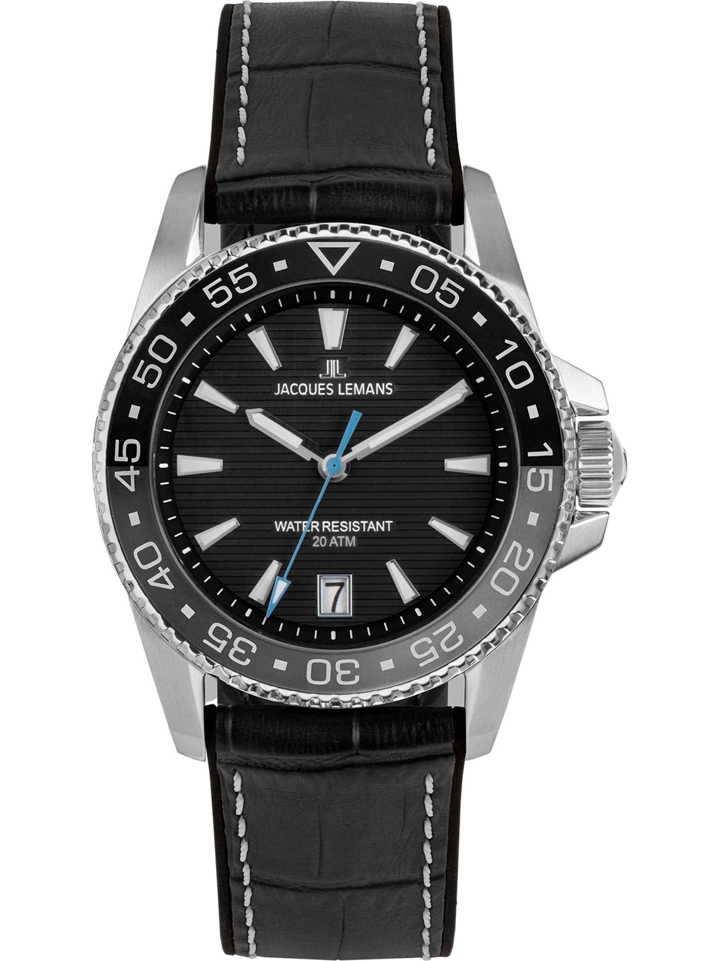 Jacques Lemans Uhr in Schwarz: Vorderseite