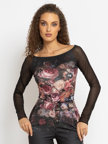 JIORO Blouse 'VINTAGE FLOWERS' in Black