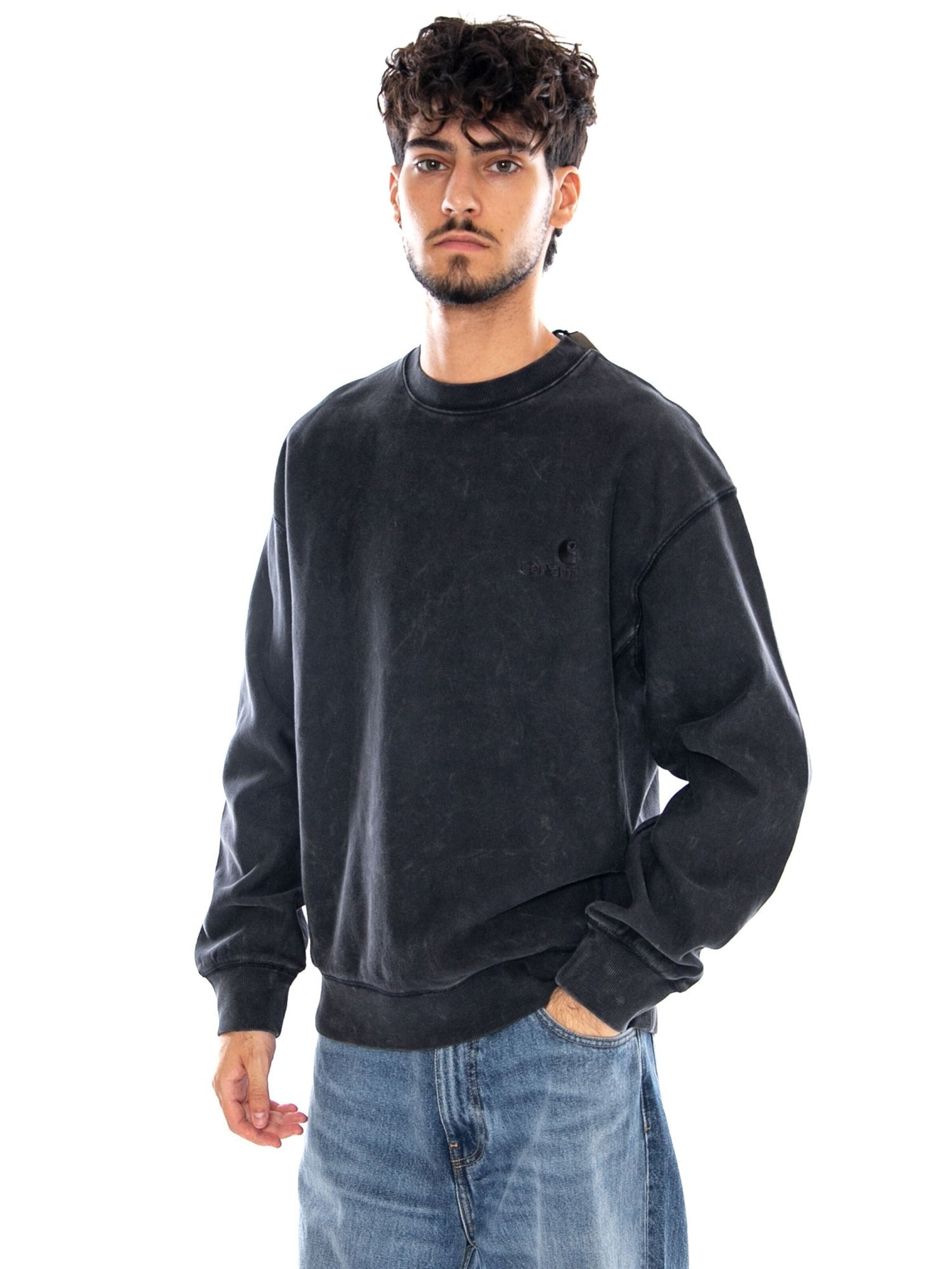 Carhartt WIP Sweatshirt 'LAMBERT SWEAT BLACK MOON WASH' in Grijs
