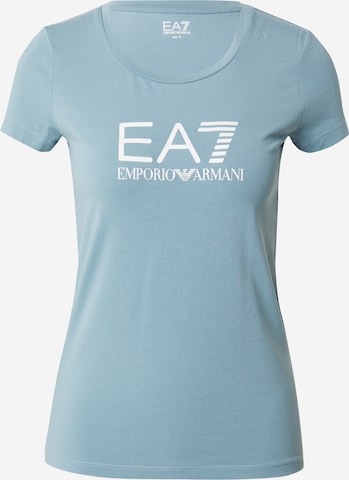 Tricou 'Shiny' de la EA7 Emporio Armani pe albastru: față