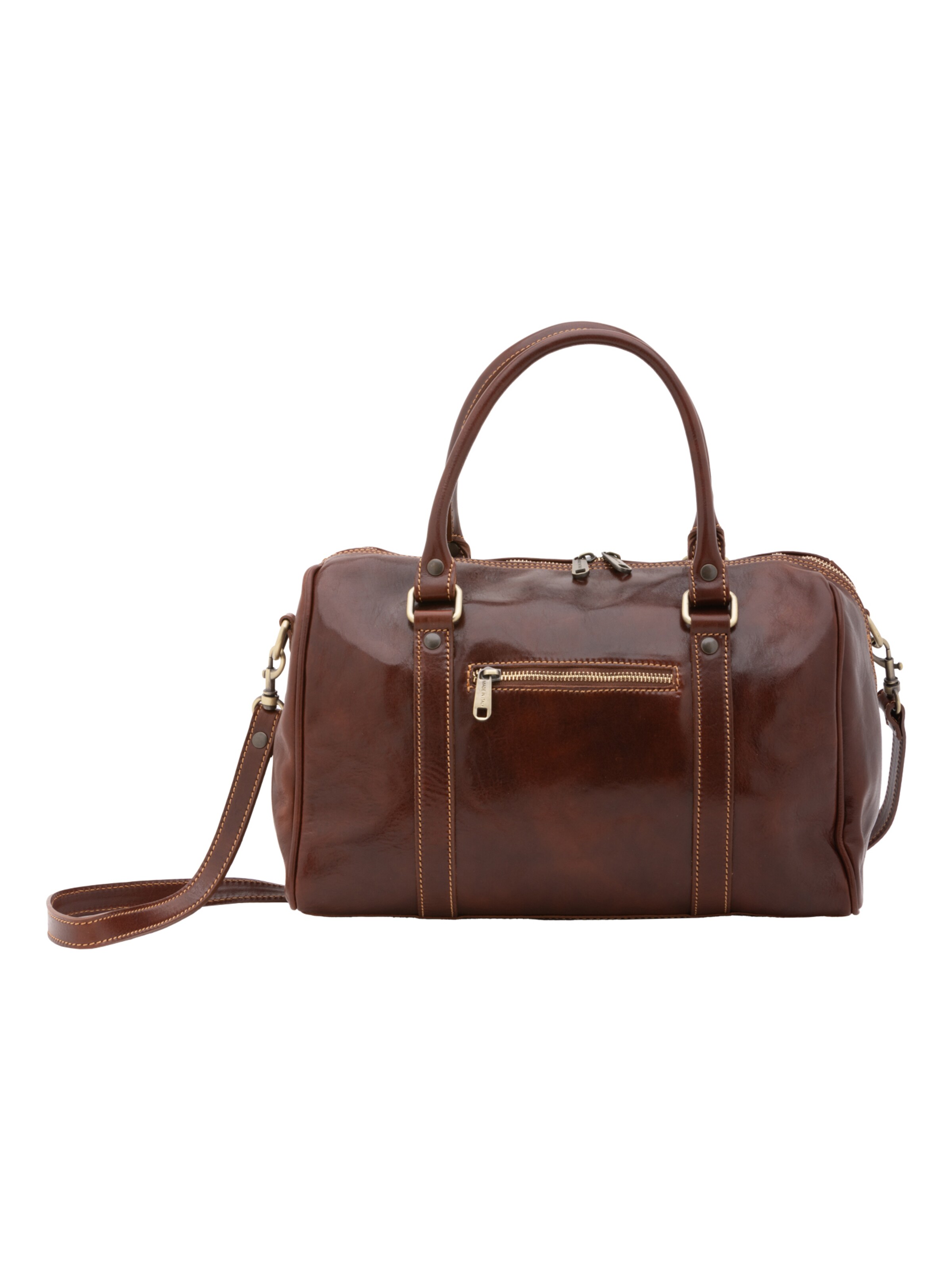 Borsa da viaggio 'Borsa a Bauletto Donna Pelle Vacchetta - Tracolla Rimovibile' di I Fratelli in marrone: frontale
