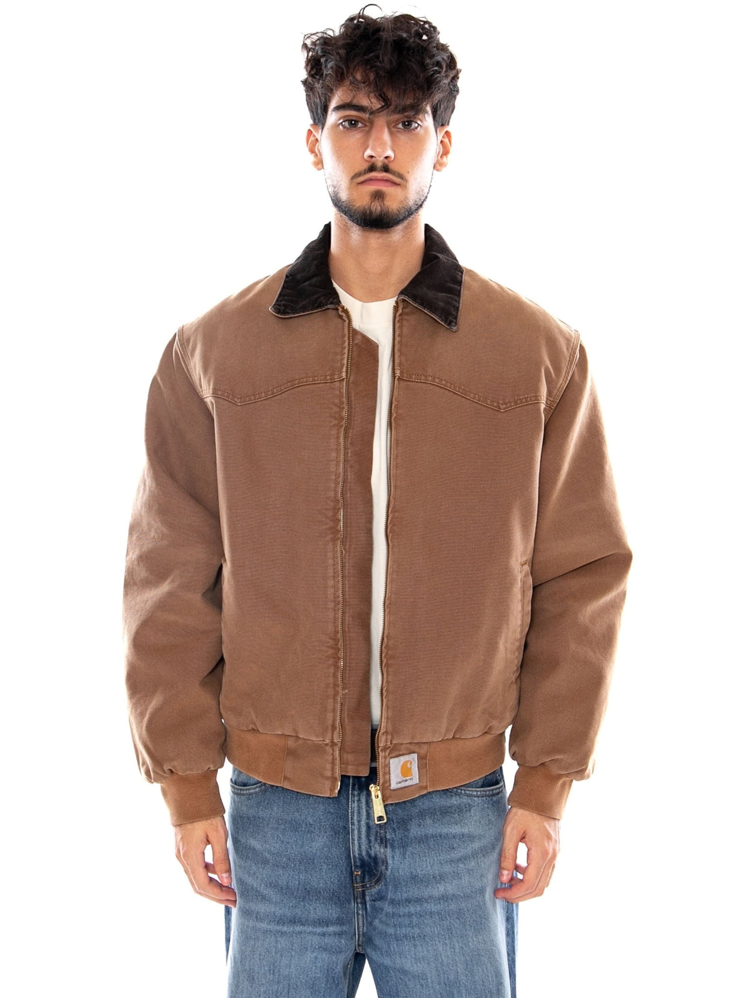 Carhartt WIP Between-season jacket 'OG SANTA FE JACKET TOBACCO STONE CANVAS' in Brown: front