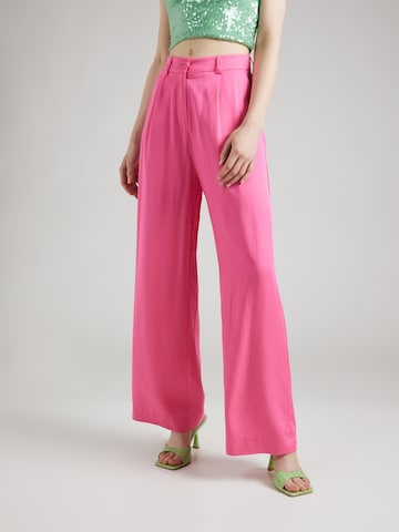 Monki Wide leg Pleat-front trousers in Pink: front