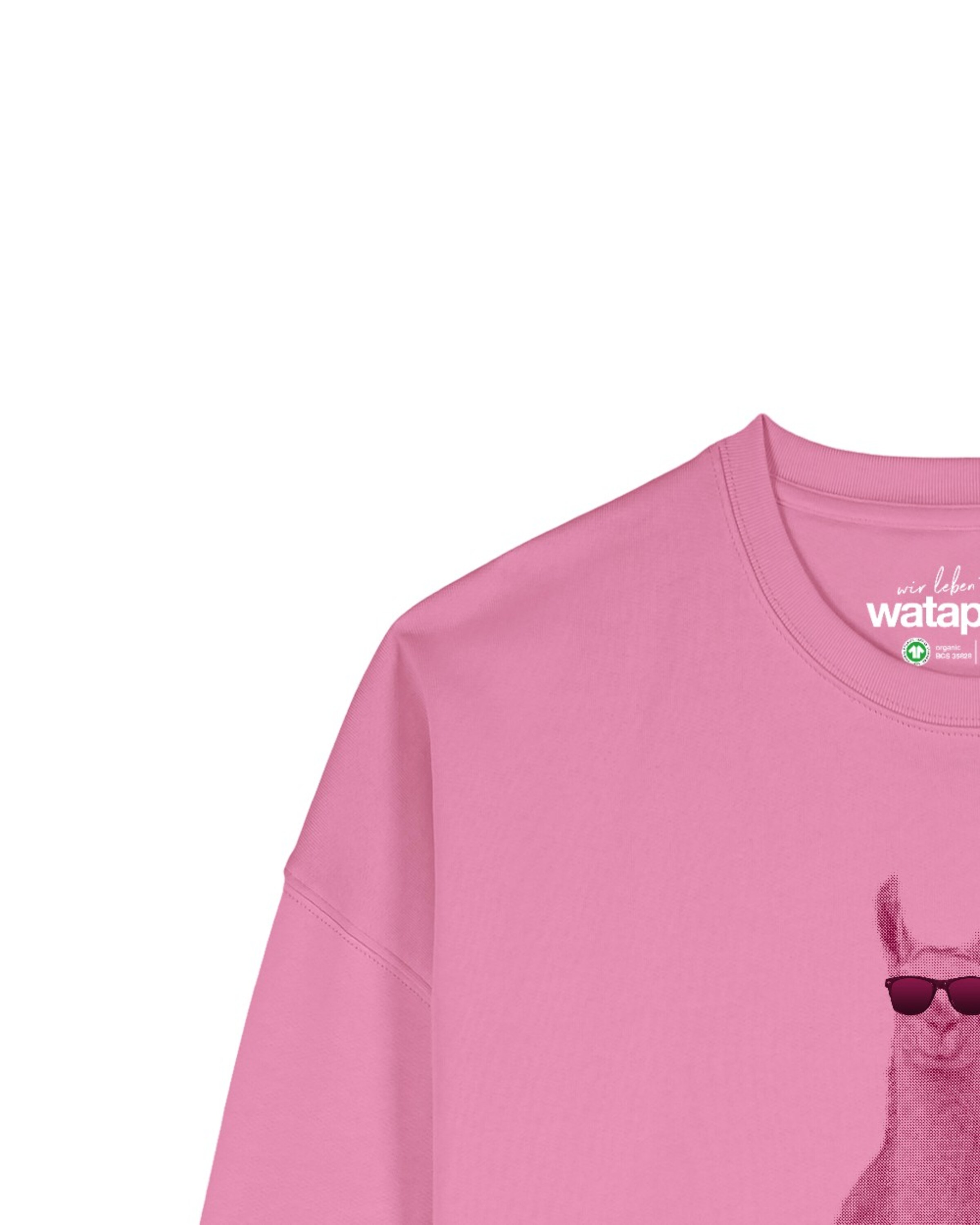 Watapparel Sweatshirt ' Lama sagt Hi ' in Roze