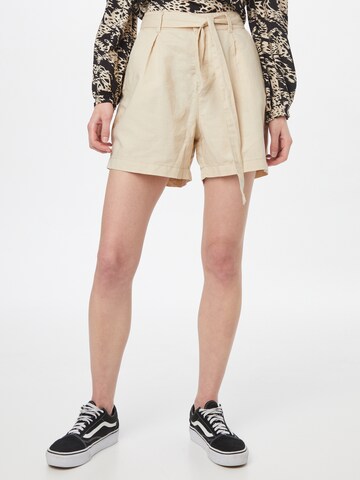 ESPRIT Loosefit Bandplooibroek in Beige: voorkant