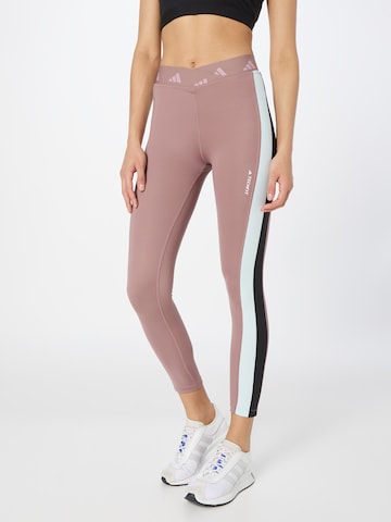 ADIDAS PERFORMANCE Skinny Workout Pants 'Hyperglam Techfit' in Purple: front