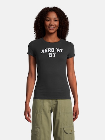 AÉROPOSTALE Shirt 'AUG AERO NY 87' in Black: front