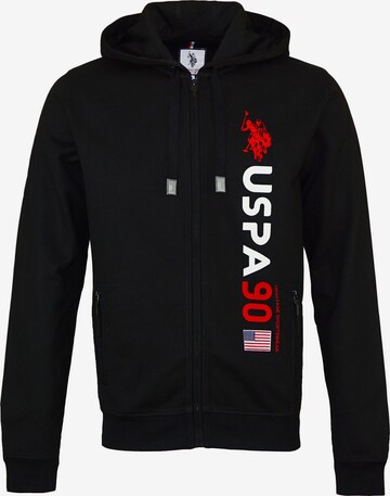 U.S. POLO ASSN. Zip-Up Hoodie in Black: front