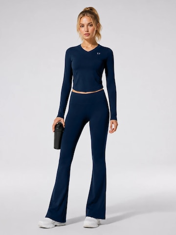 La V Flared Sportbroek 'Flared sportlegging Fleur' in Blauw