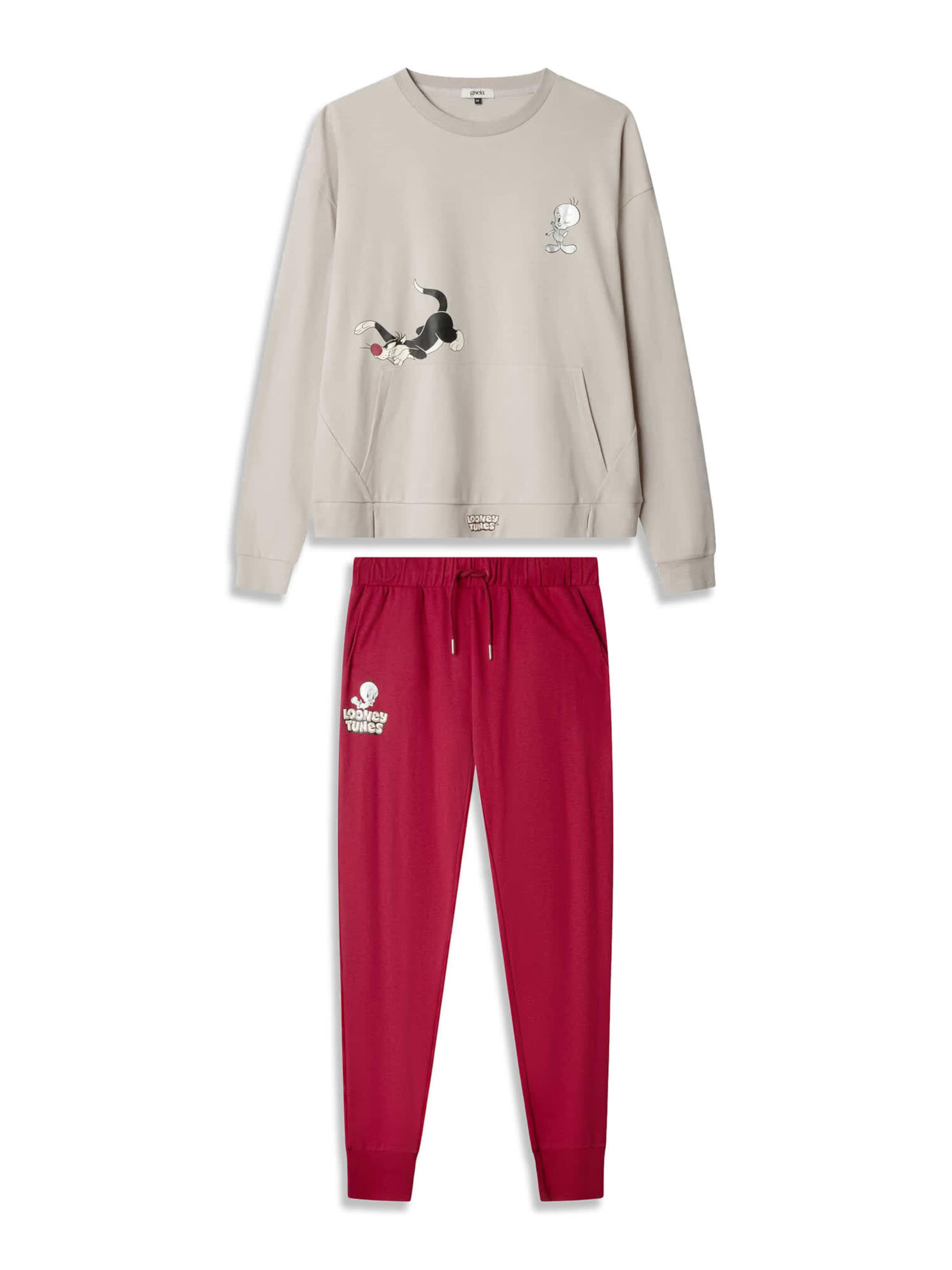 Gisela - Pijama 'Looney Tunes' en gris: frente