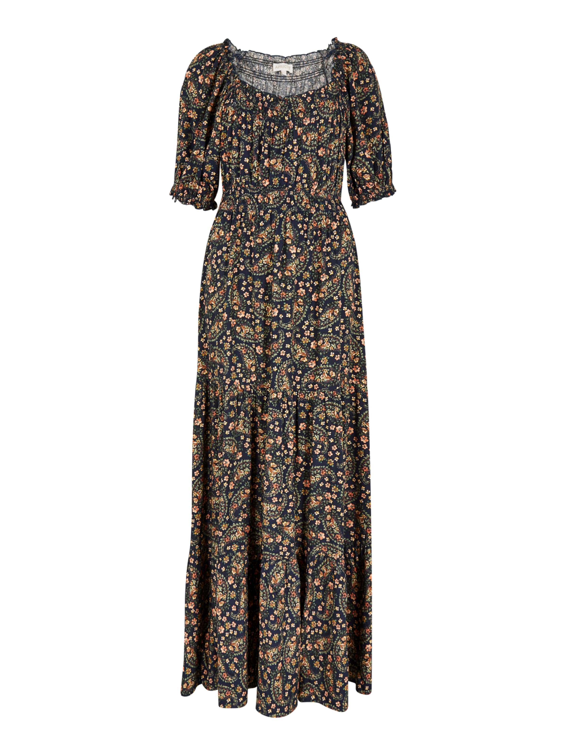 Apricot Floral Paisley Milkmaid Maxi Dress ' ' in Blau: Vorderseite