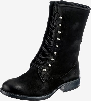 JOLANA & FENENA Lace-Up Boots in Black: front