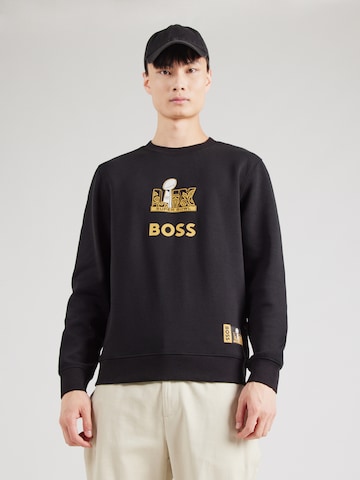 BOSS Sweatshirt 'Wilkins_NFL' in Zwart: voorkant