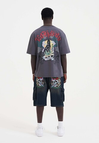 Ed Hardy Μπλουζάκι 'Don Wolf Adler Panther' σε γκρι