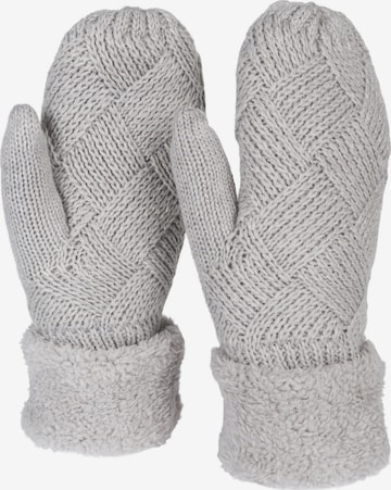 styleBREAKER Fäustlinge 'Strickhandschuhe Fäustlinge mit Rauten Muster und Fleece' in Grau: Vorderseite