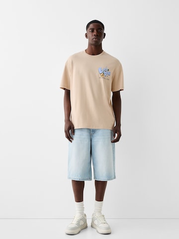 Bershka T-Shirt in Beige