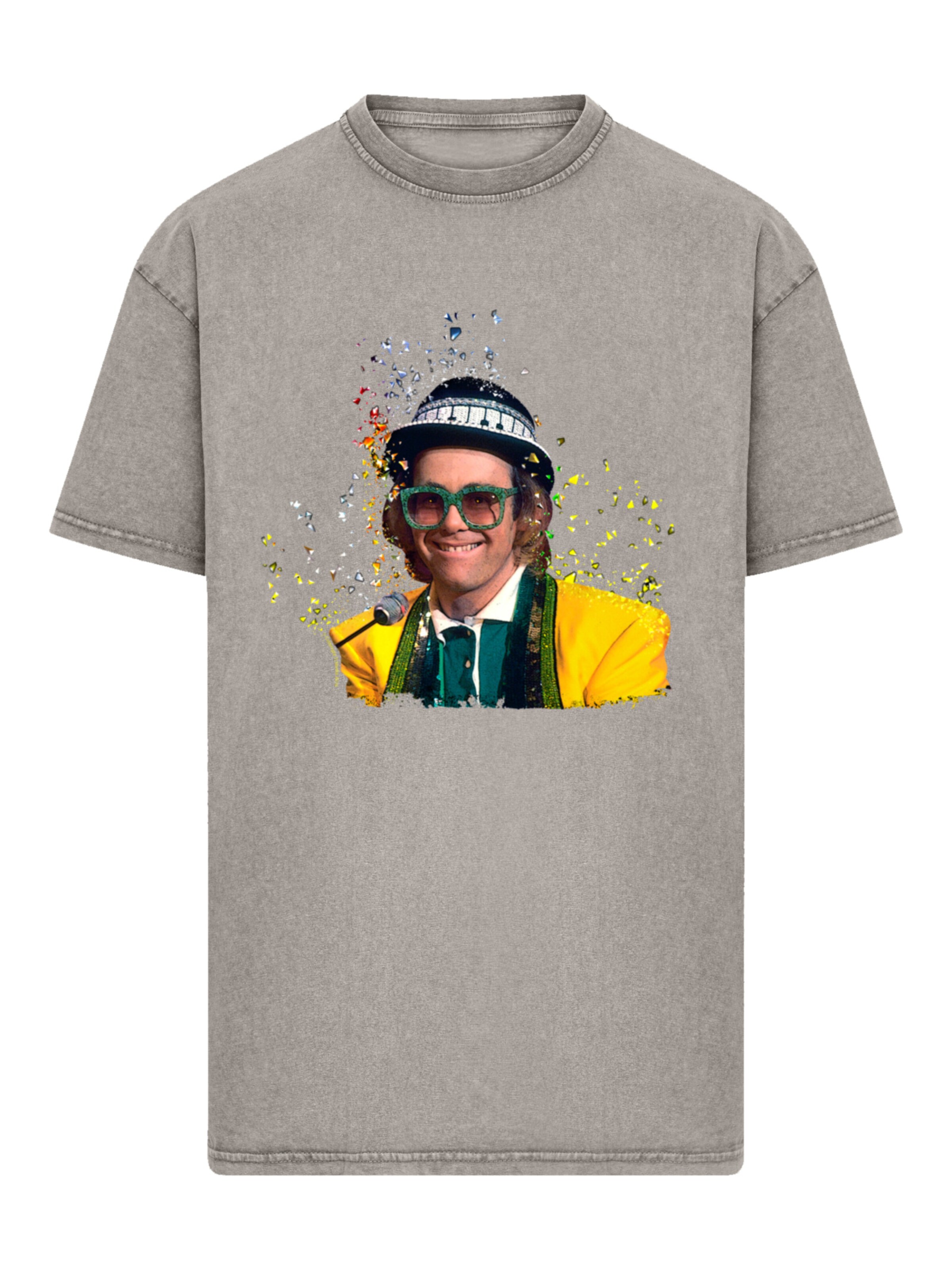 F4NT4STIC Shirt 'TV Times Elton John At The Piano 1977' in Grey: front