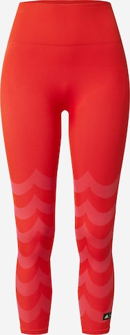 ADIDAS PERFORMANCE Skinny Workout Pants in Red: front