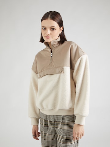 Abercrombie & Fitch Fleece jas in Beige: voorkant