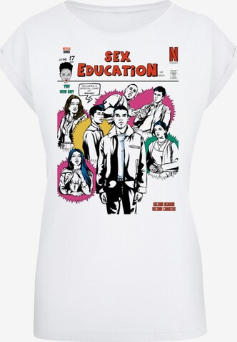 F4NT4STIC Shirt 'Sex Education Magazine Cover Netflix TV Series' in Wit: voorkant