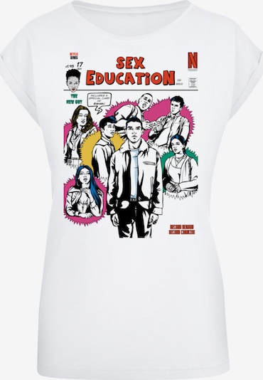 F4NT4STIC T-shirt 'Sex Education Magazine Cover Netflix TV Series' en rose / rouge / noir / blanc, Vue avec produit
