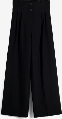 Bershka Wide leg Pleat-Front Pants in Black: front