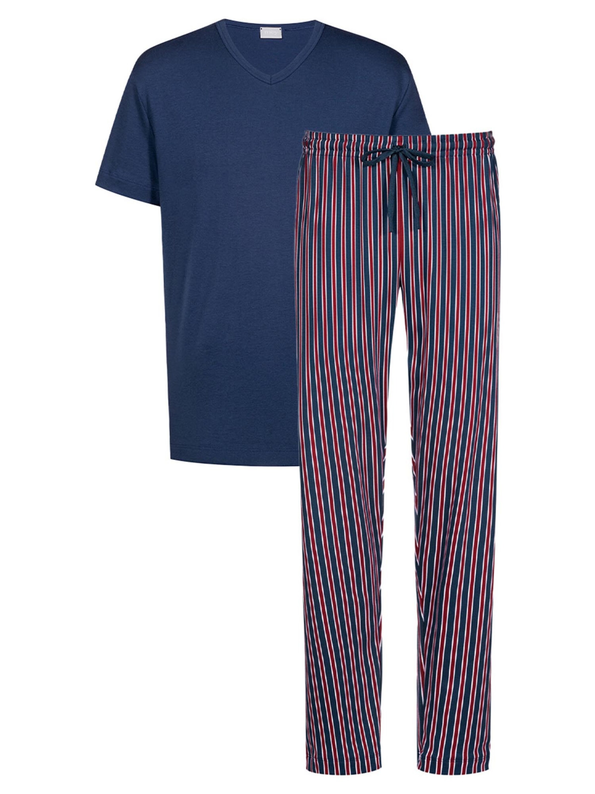 Mey Pajama short 'Graphic Stripes' in Blue: front