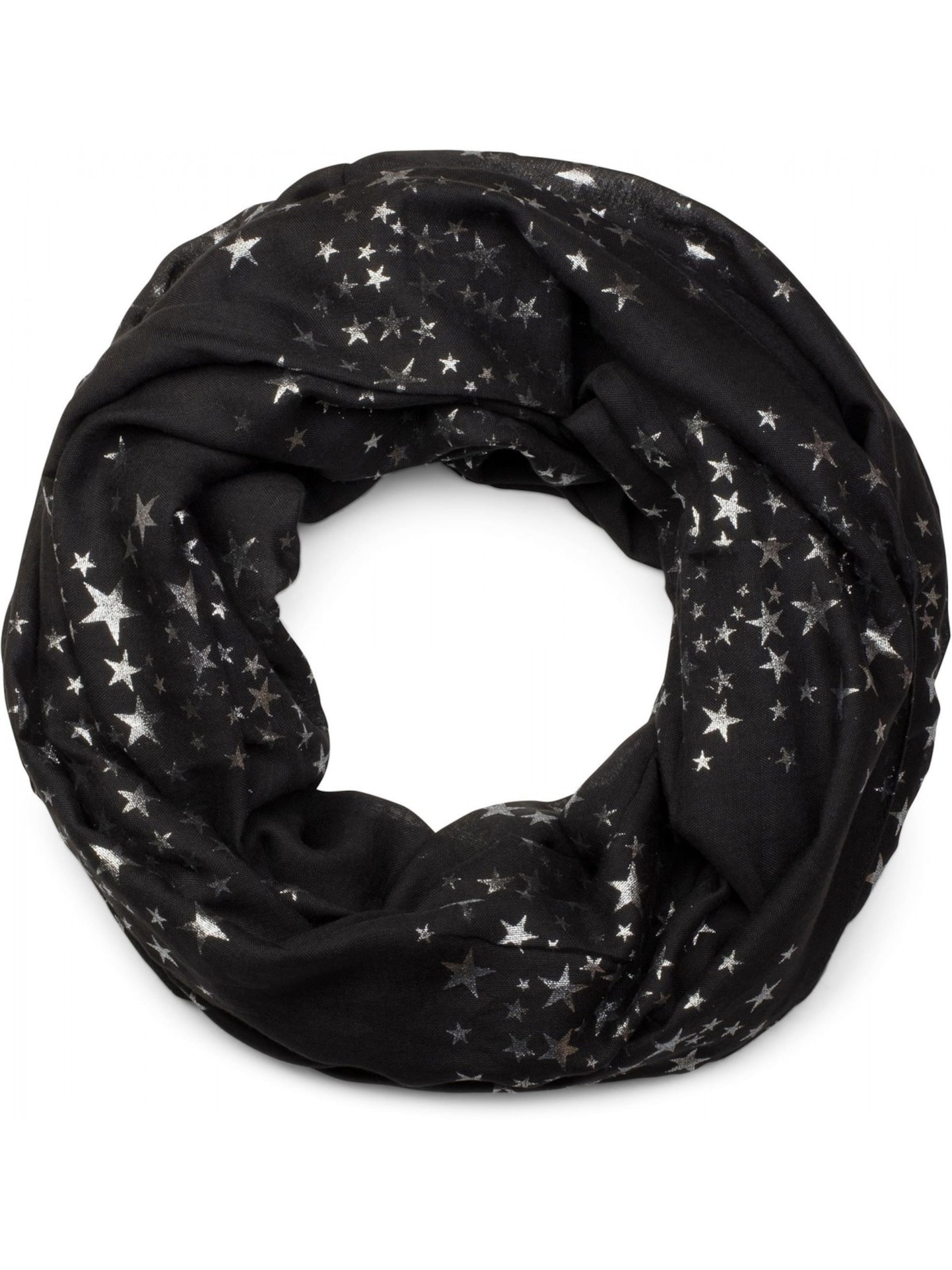 styleBREAKER Loop scarf 'Loop Schal mit Metallic Sterne Print' in Black: front