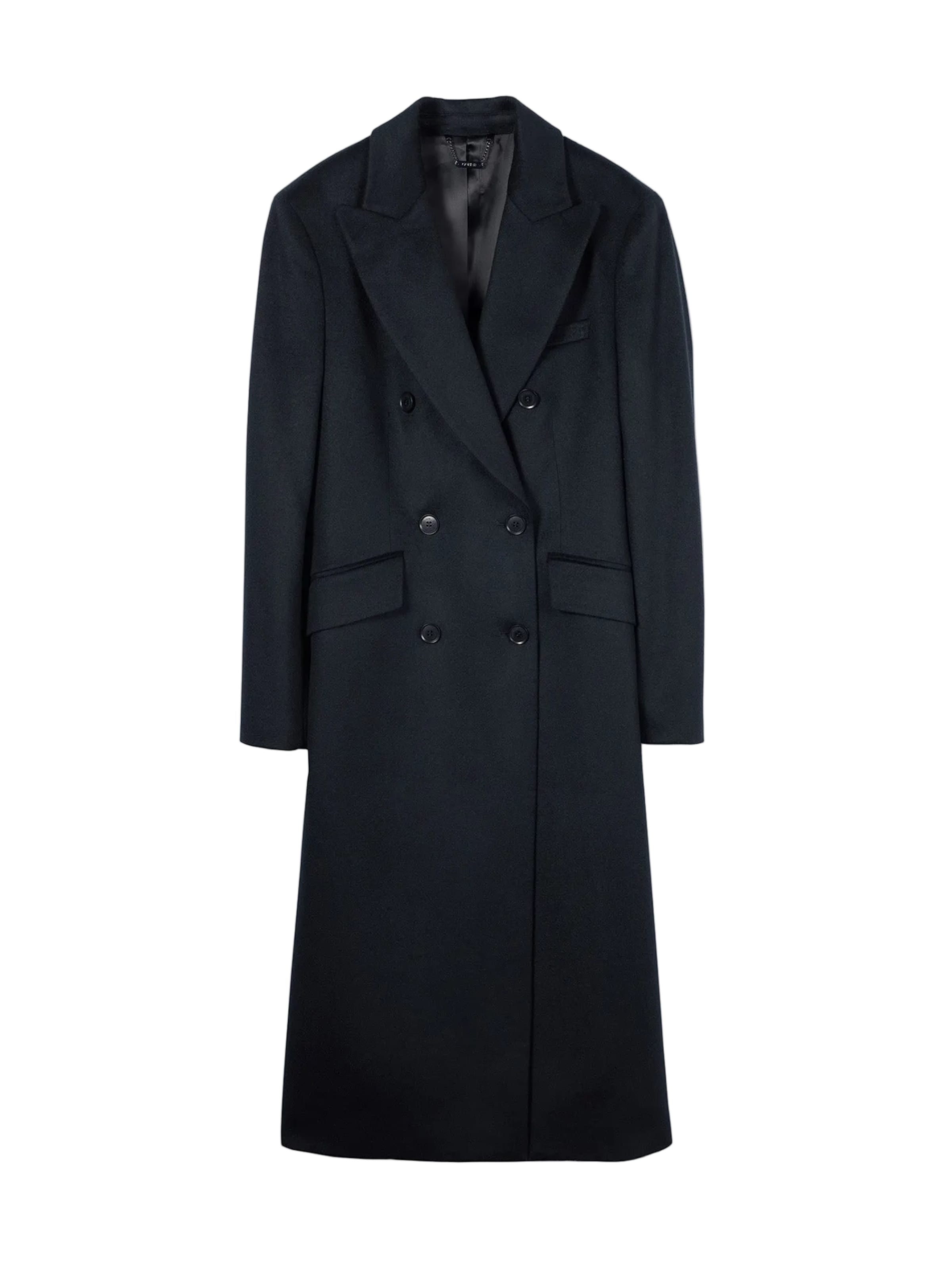 GOBI Cashmere Between-Seasons Coat in Black: front