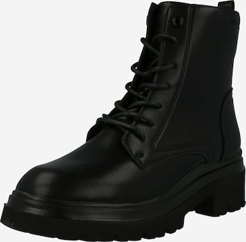 TOM TAILOR Lace-Up Ankle Boots in Black: front