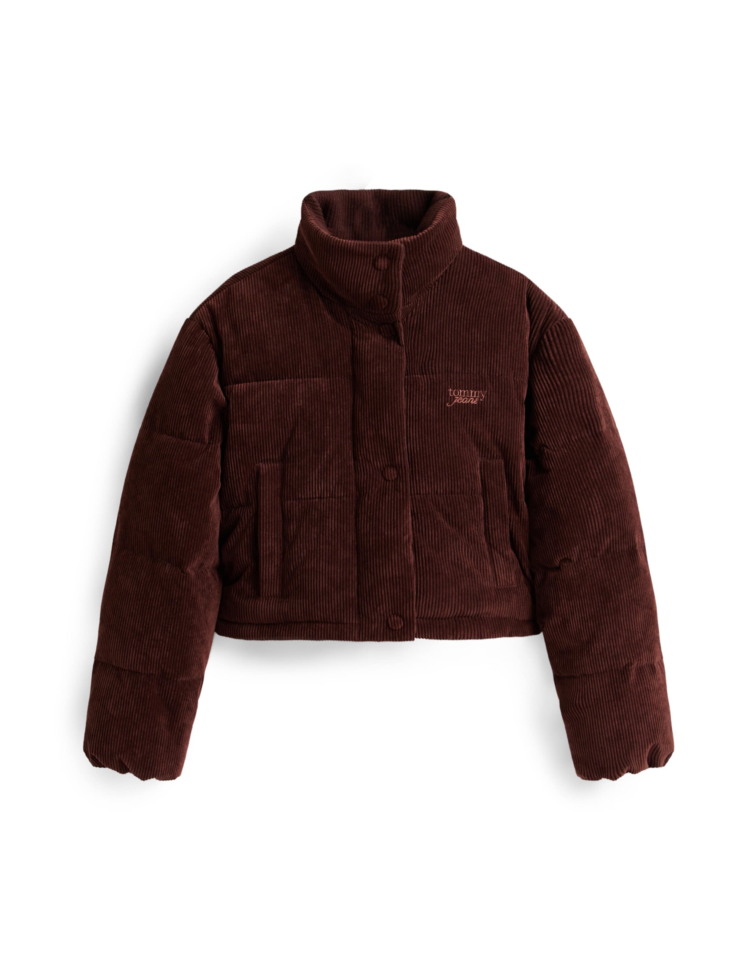 Tommy Jeans Φθινοπωρινό και ανοιξιάτικο μπουφάν σε καφέ: μπροστά