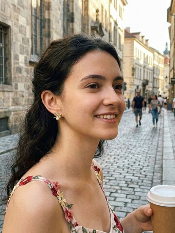 Nemomatheo Earrings 'Hirondelle – Schwalbe & Perle' in Gold: front