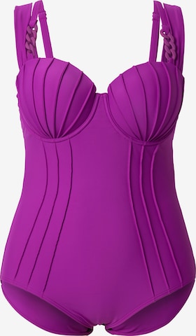 Ulla Popken Swimsuit in Purple: front