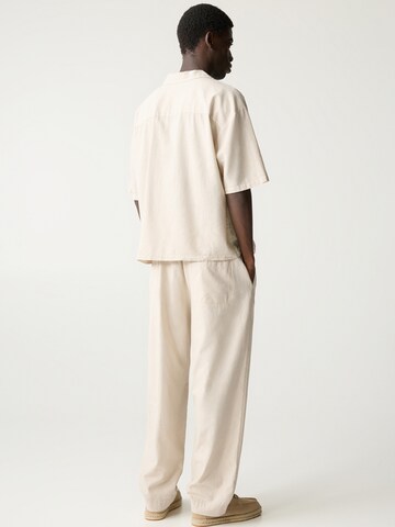 Pull&Bear Comfort fit Button Up Shirt in Beige