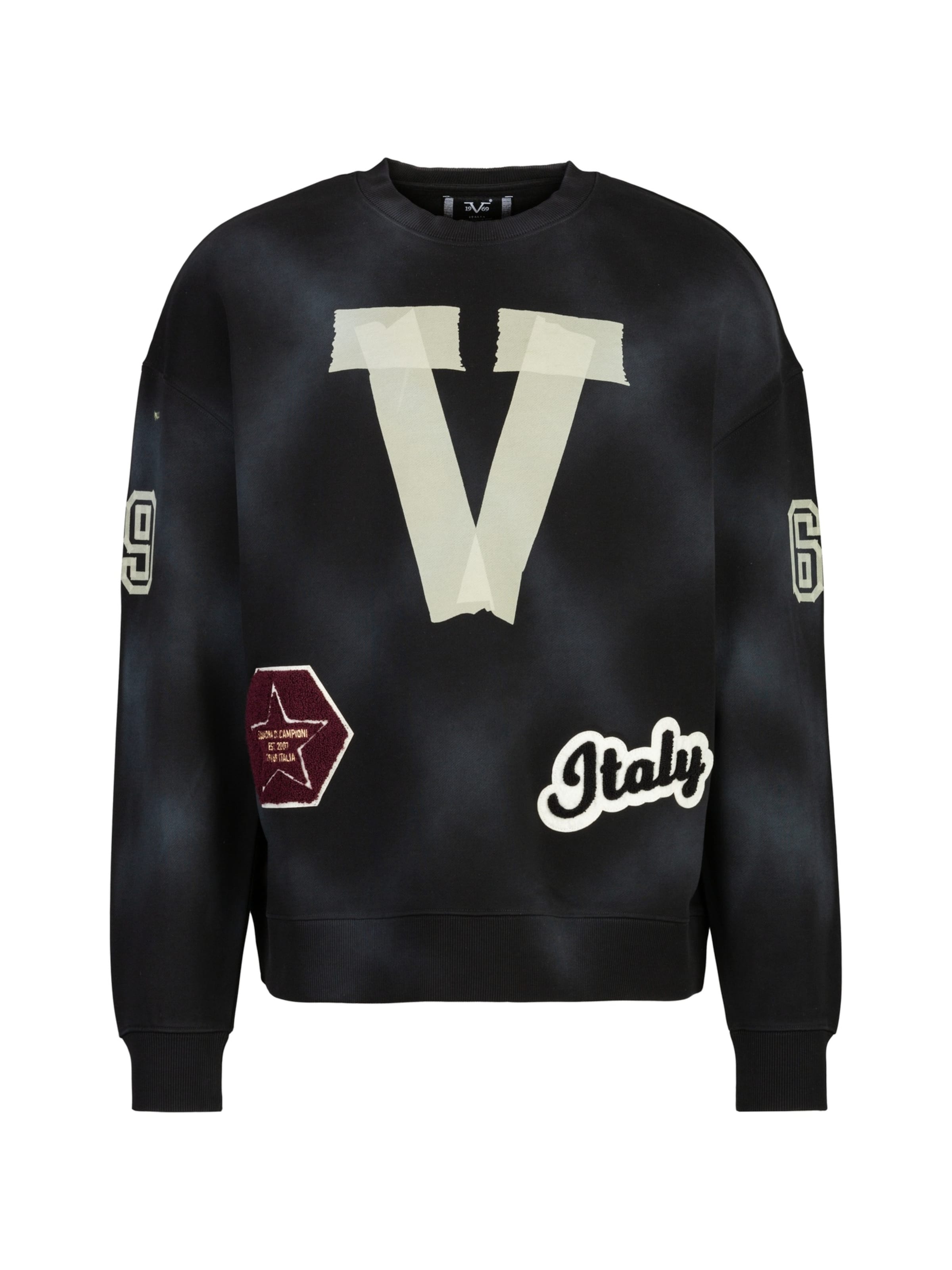19V69 ITALIA Sweatshirt 'Omero' i svart: framsida