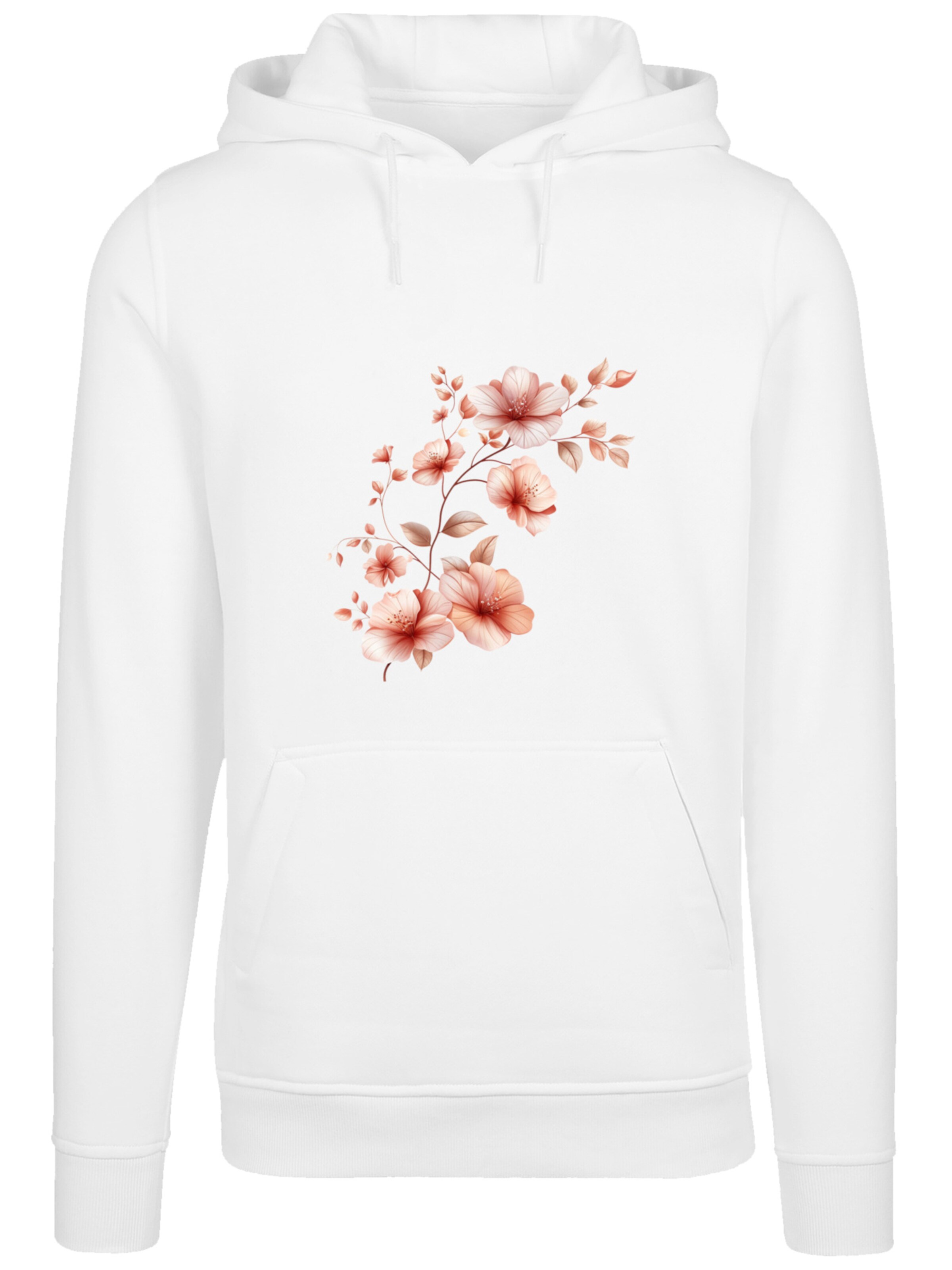F4NT4STIC Sweatshirt 'Rosa Blumenzweig 3D' in Wit: voorkant