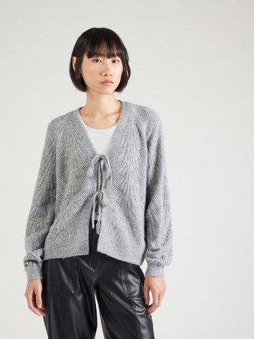 OBJECT Knit cardigan 'OBJFLORA' in Grey: front