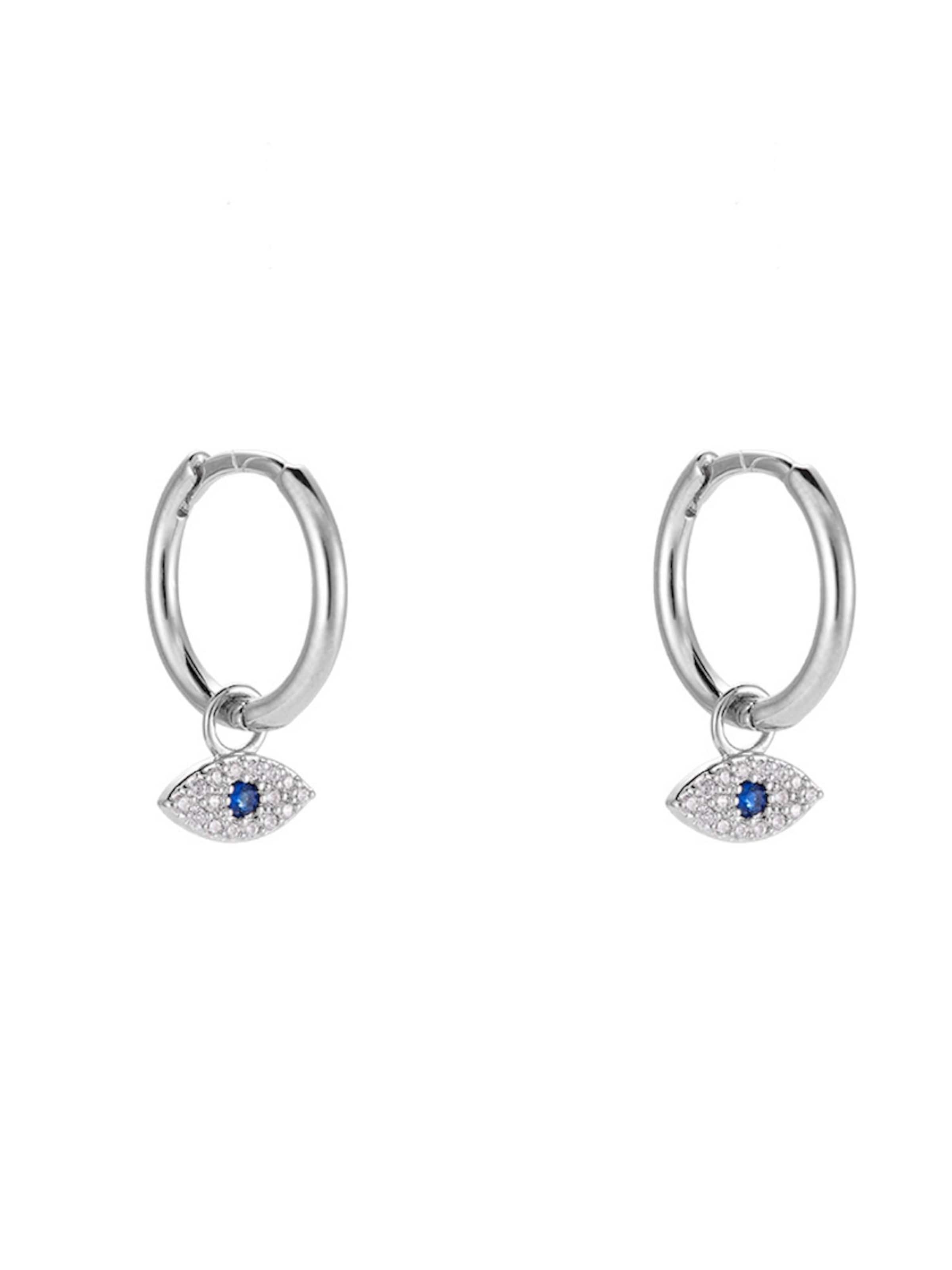 Cala Rose Earrings 'EVIL EYE' in Silver: front
