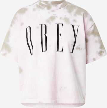 T-shirt Obey en rose : devant