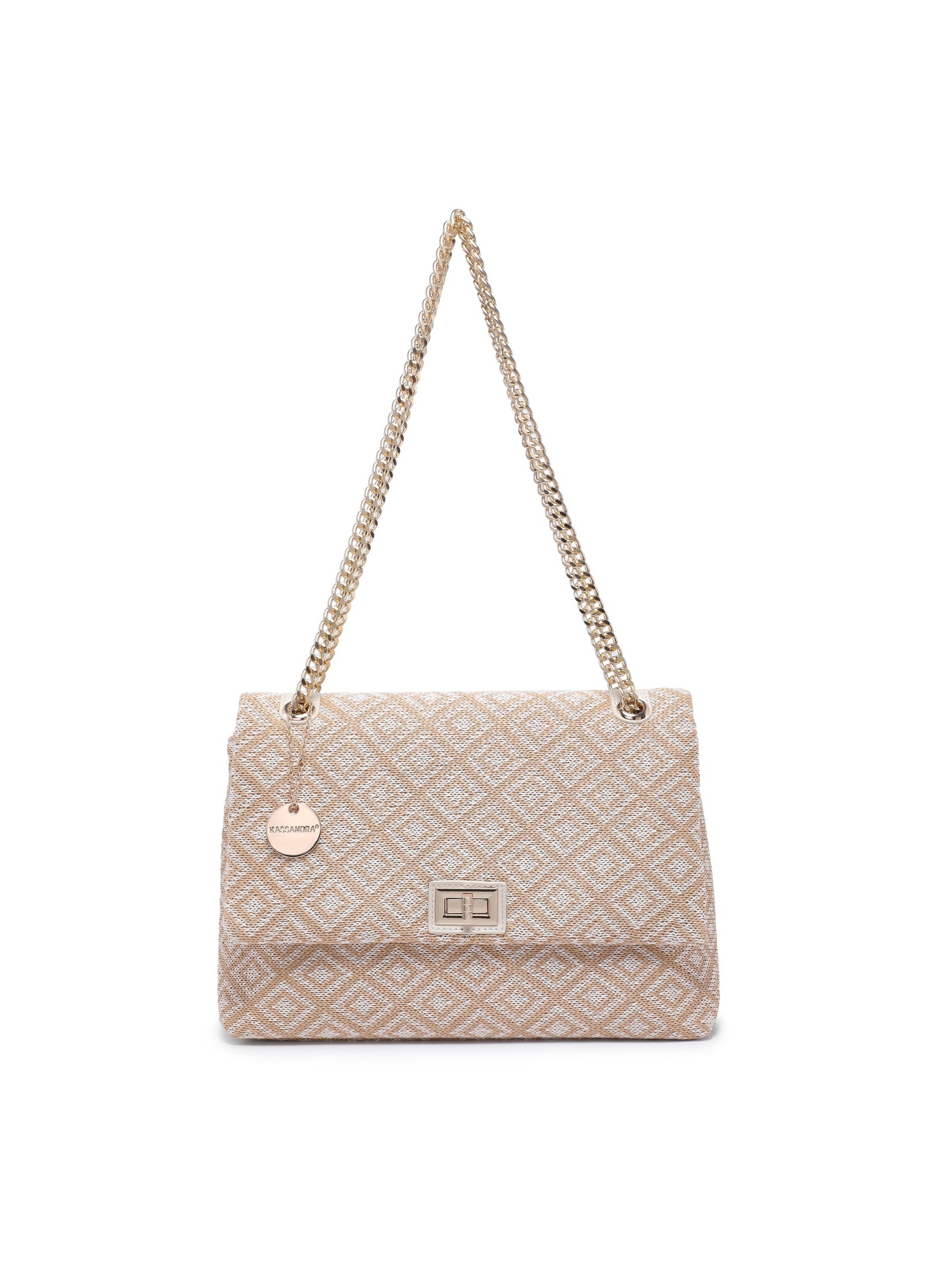 Borsa a spalla 'Borsa a Spalla Donna Amelia Plus - Jacquard Geometrico Poliestere' di Kassandra in beige: frontale