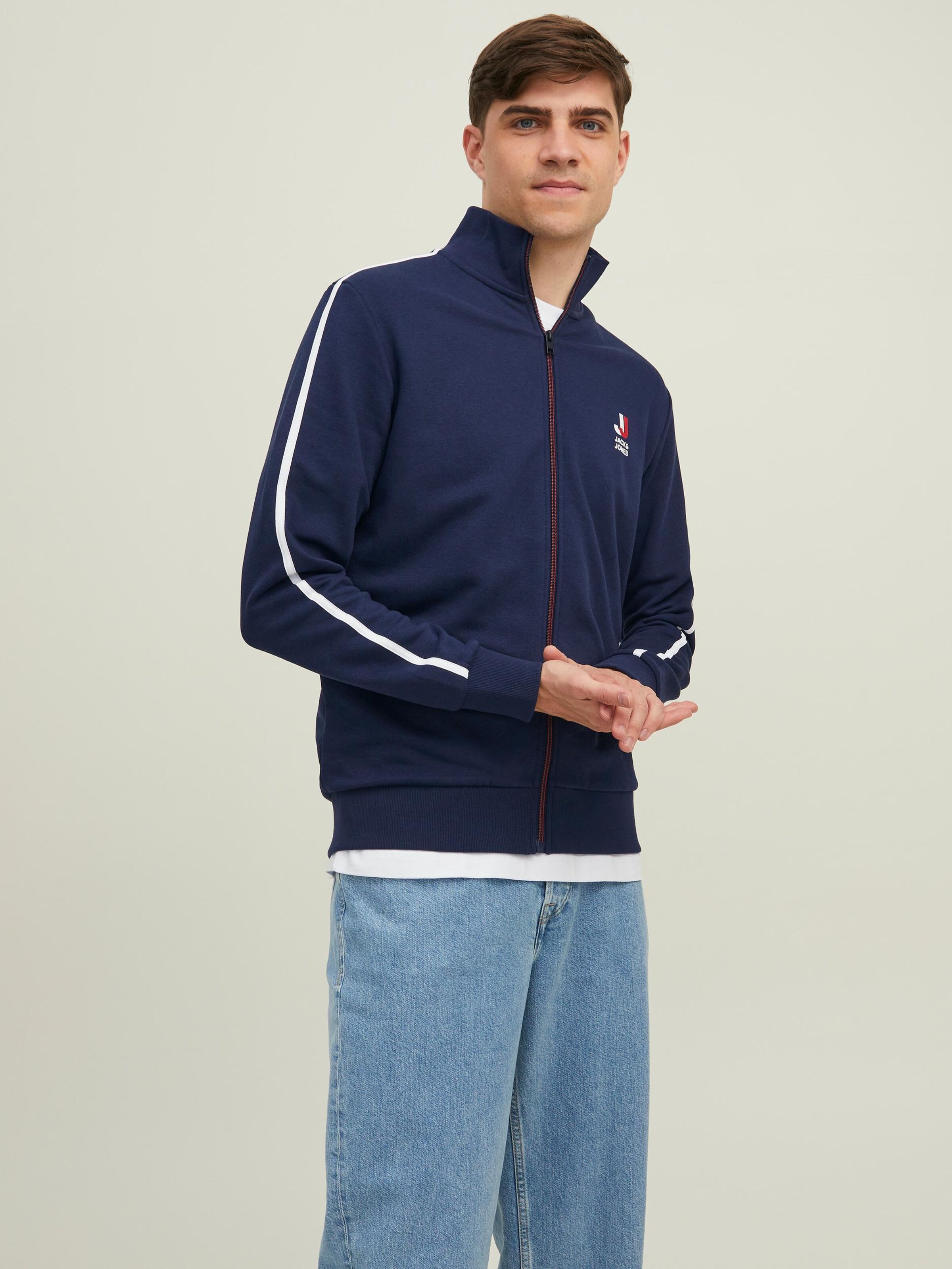 Männer Sweat JACK & JONES Sweatjacke 'LOGAN' in Navy - YQ10708 Männer Sweat JACK & JONES Sweatjacke 'LOGAN' in Navy - YQ10708