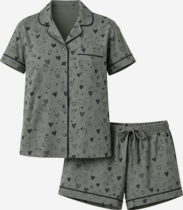 LEAFLETIC Korte pyjama 'Leafletic Women’s Printed Night Wear Short Set' in Groen: voorkant